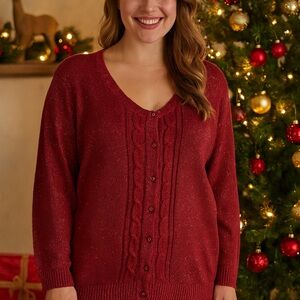 Isaac‎ Mizrahi Rich Burgundy Cardigan Sweater